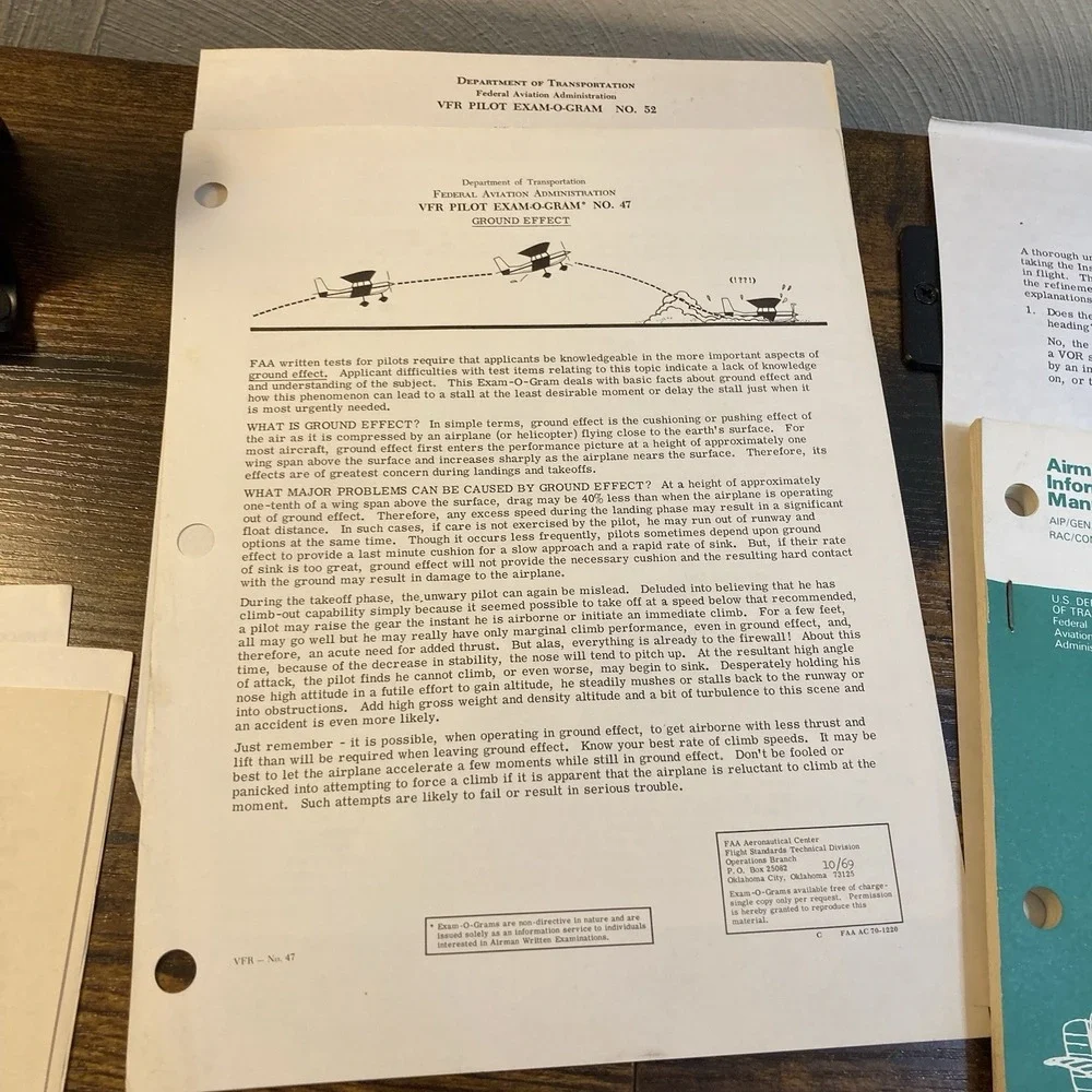 FAA VTG VFR IDR Exam-O-Grams and Airman's Manual 1960s / 1970s Lot ATC Procedure
